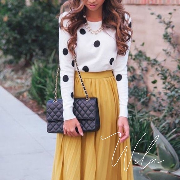 WILA Dresses & Skirts - Pleated velvet midi skirt yellow 645025